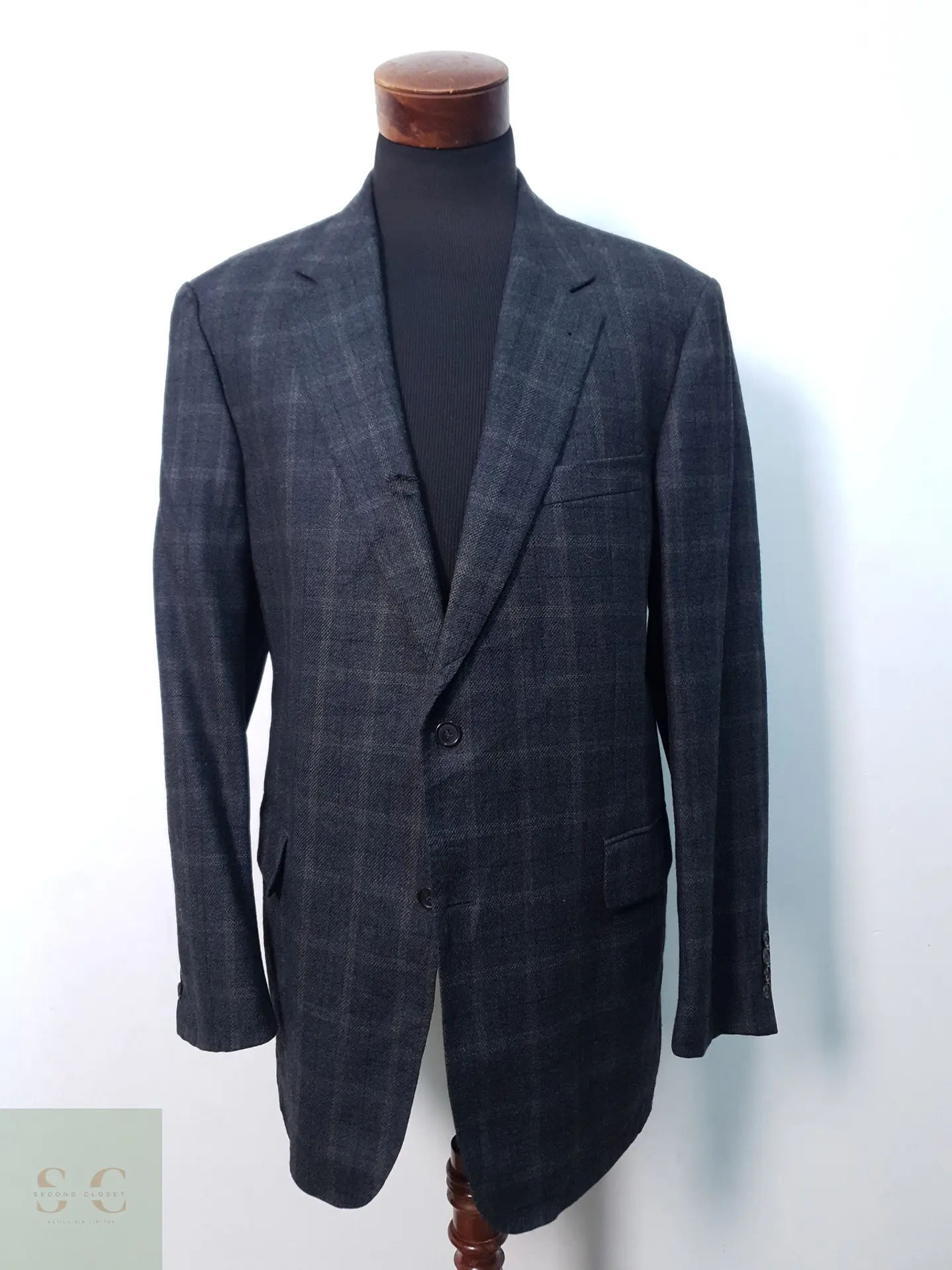 Blazer en Lana Virgen a Cuadros Ventana Eduard Dressler Talla LXL 2