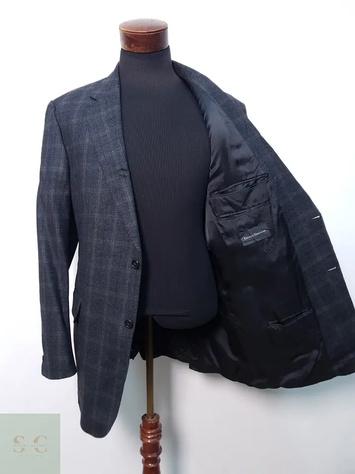 Blazer en Lana Virgen a Cuadros Ventana Eduard Dressler Talla LXL 6