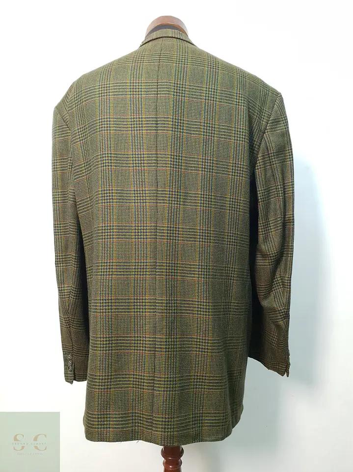 Blazer de Lana Virgen a Cuadros Verde Vintage Talla XXXL 8