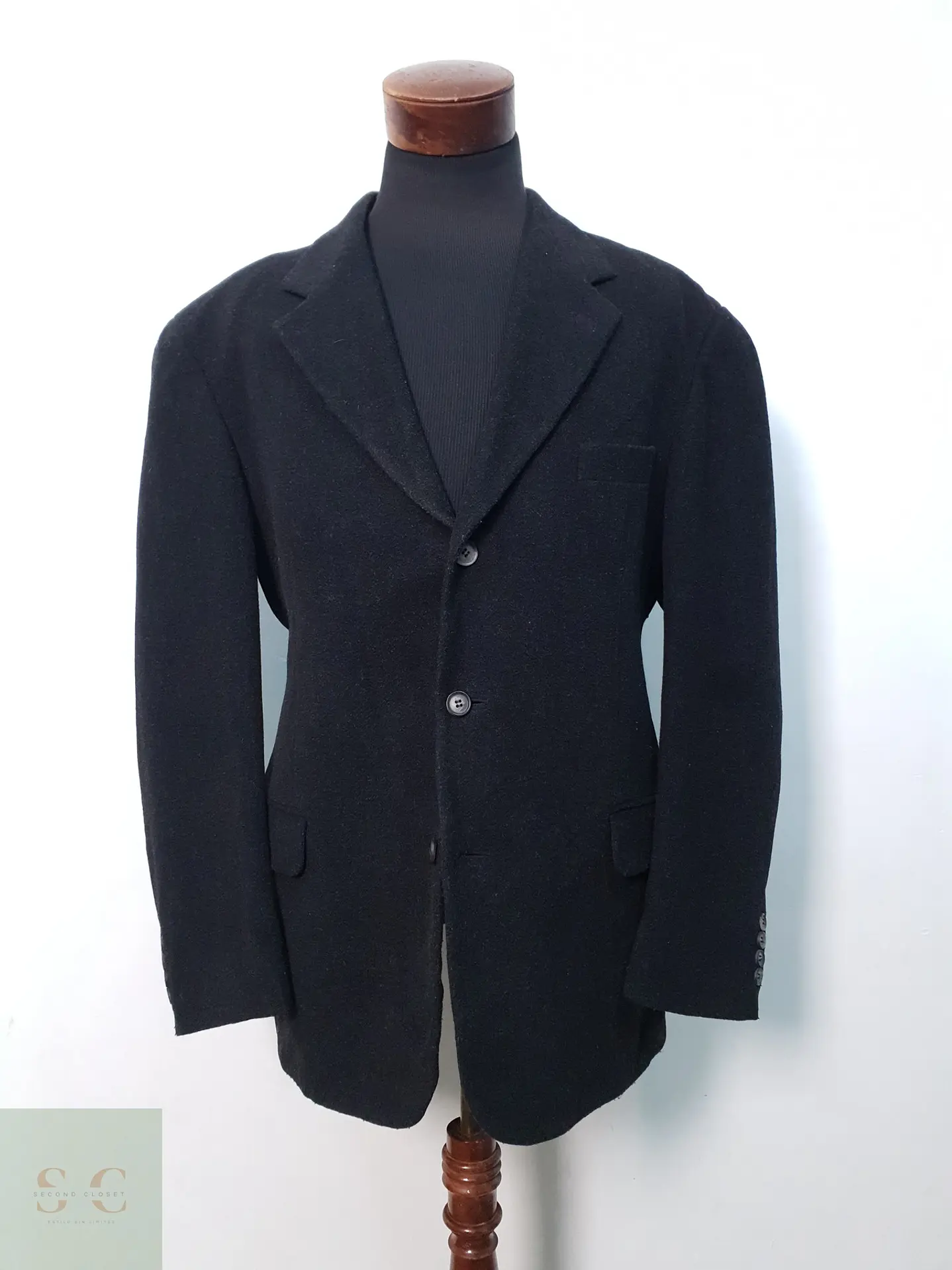 Blazer Sartorial de Lana Afelpada en Tono Gris Plomo Talla XXL 2