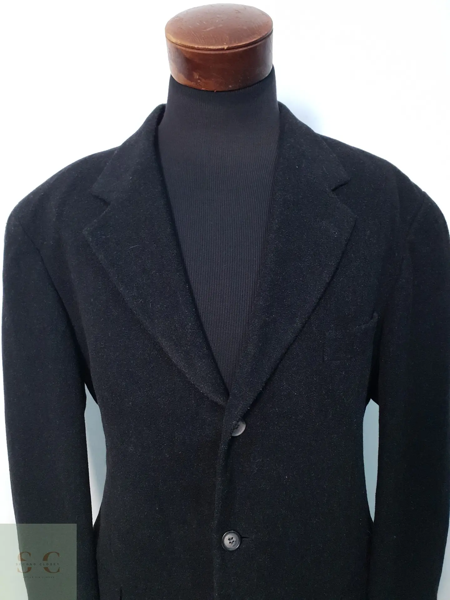 Blazer Sartorial de Lana Afelpada en Tono Gris Plomo Talla XXL 3