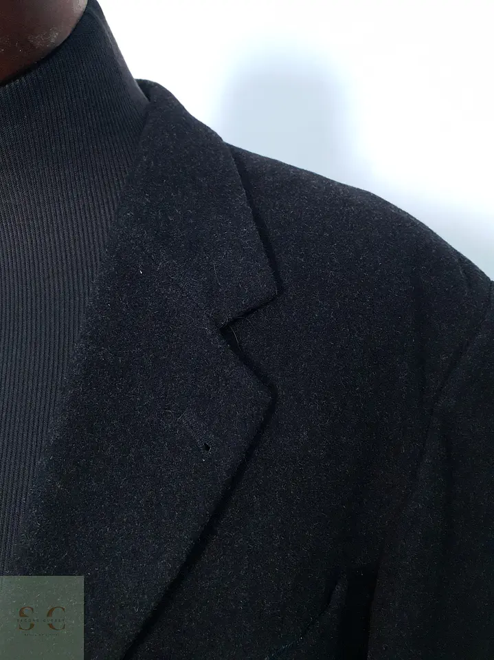 Blazer Sartorial de Lana Afelpada en Tono Gris Plomo Talla XXL 4