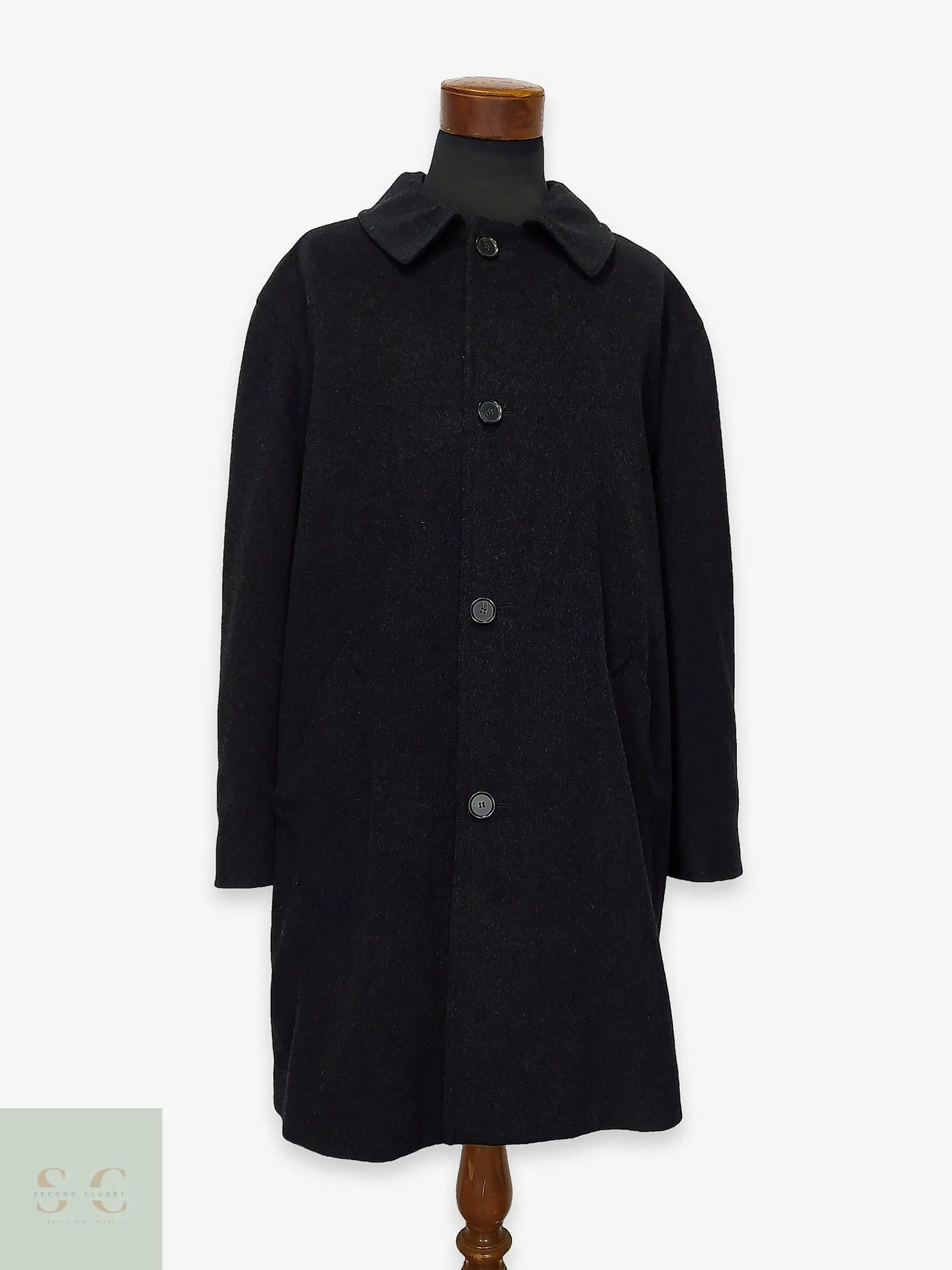 Abrigo Overcoat Gris Marengo en Lana Vintage Talla XXXL 1
