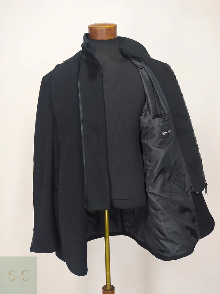 Abrigo 3/4 Negro con Pechera Integrada y Solapa Muesca Talla XL 6