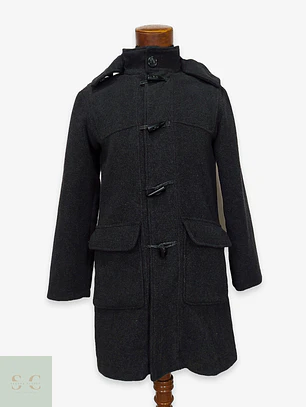 Abrigo Duffle en Paño de Lana Gris Plomo Talla S