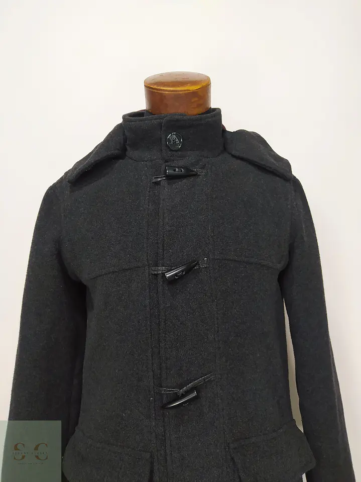 Abrigo Duffle en Paño de Lana Gris Plomo Talla S 3