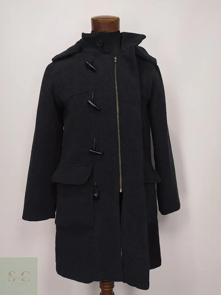 Abrigo Duffle en Paño de Lana Gris Plomo Talla S 5