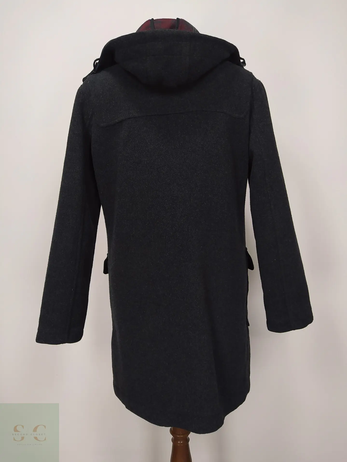 Abrigo Duffle en Paño de Lana Gris Plomo Talla S 9