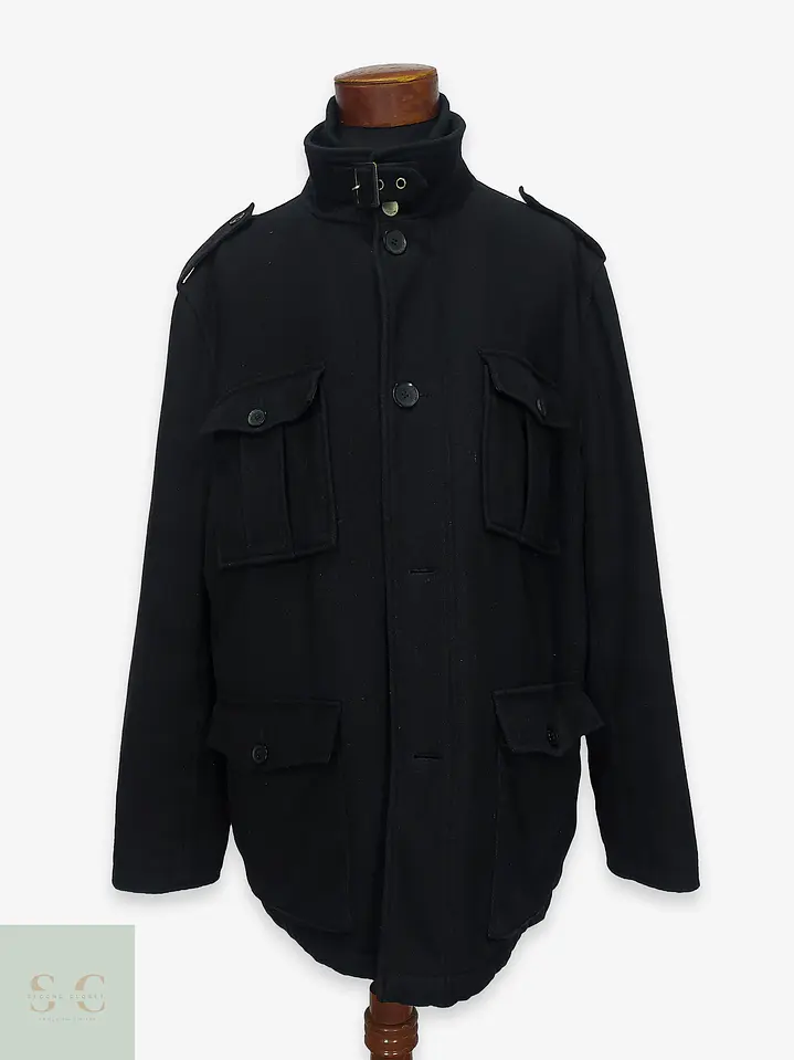 Chaquetón Militar de Paño Negro con Cuello Chimenea Talla XL 1