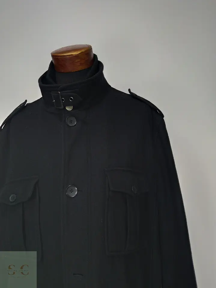 Chaquetón Militar de Paño Negro con Cuello Chimenea Talla XL 4
