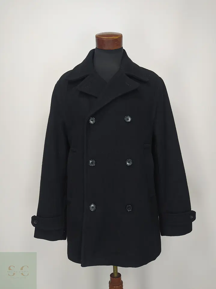 Abrigo Cruzado Peacoat en Paño de Lana Negro Talla ML 2