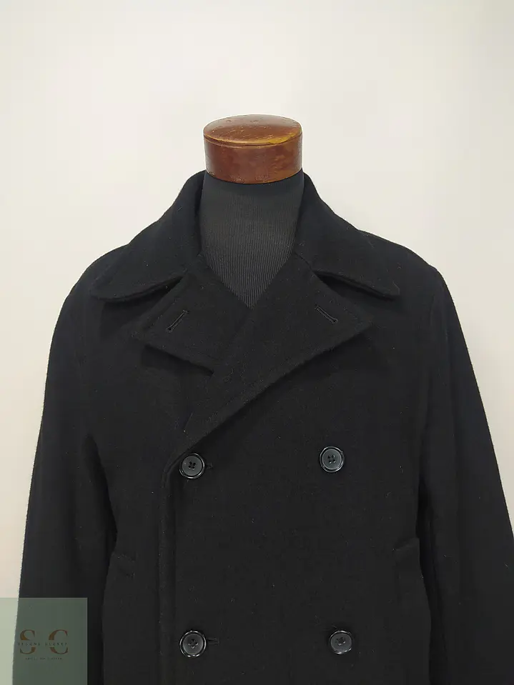 Abrigo Cruzado Peacoat en Paño de Lana Negro Talla ML 3