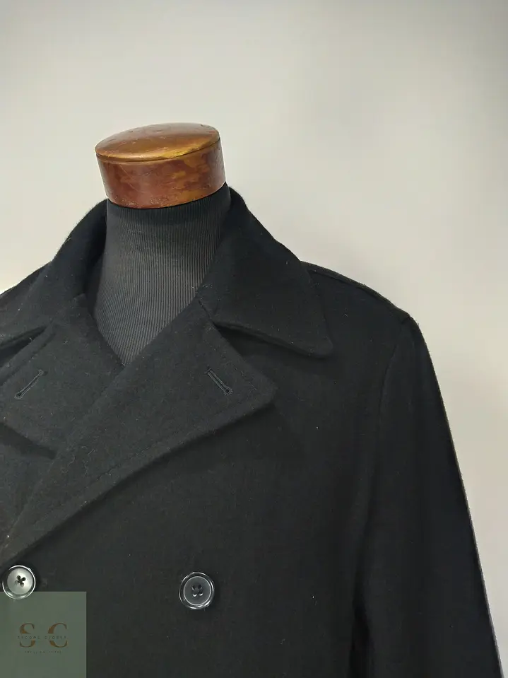 Abrigo Cruzado Peacoat en Paño de Lana Negro Talla ML 4