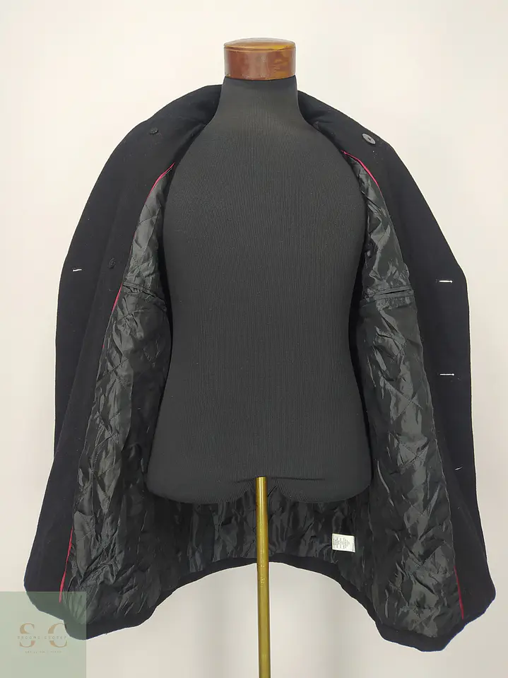 Abrigo Cruzado Peacoat en Paño de Lana Negro Talla ML 6