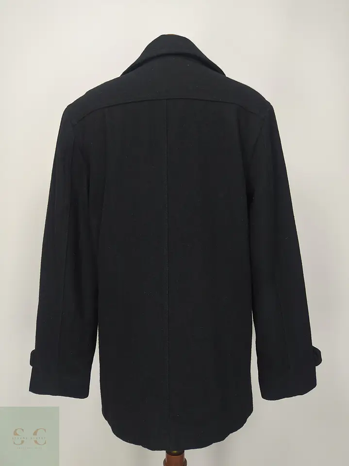 Abrigo Cruzado Peacoat en Paño de Lana Negro Talla ML 8