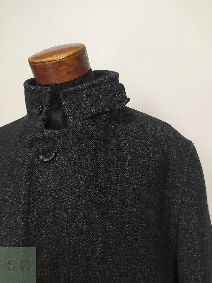 Abrigo Largo de Lana en Espiga Gris Marengo Talla XL 4