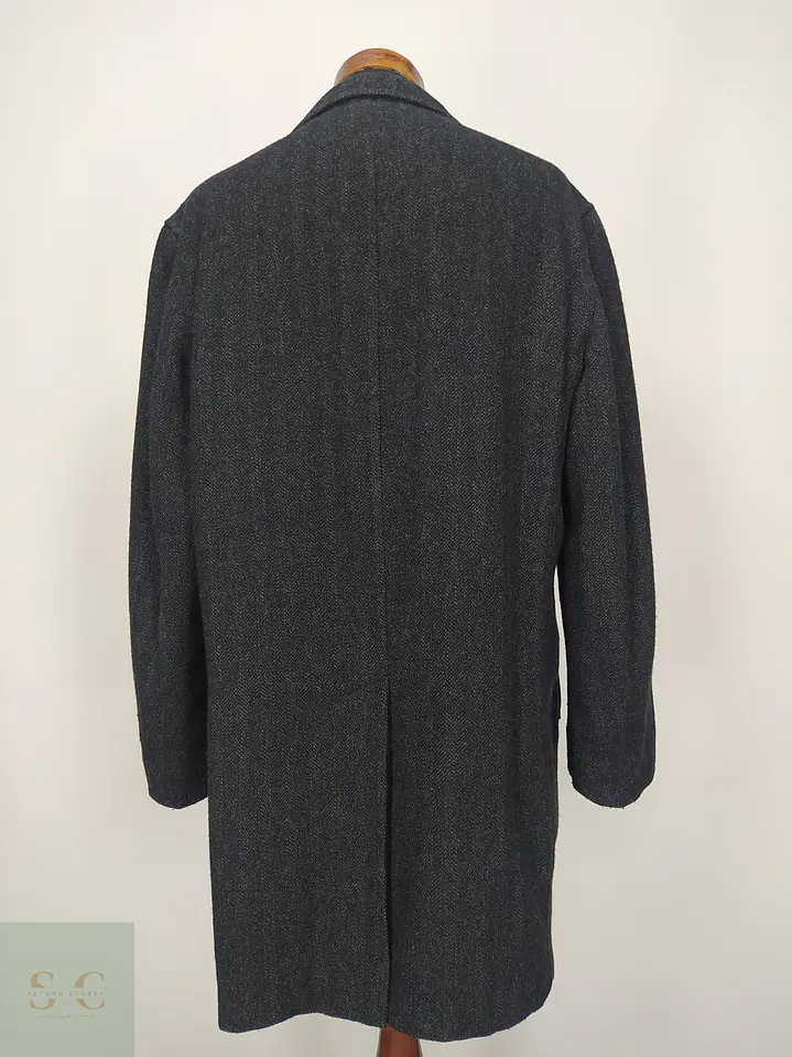 Abrigo Largo de Lana en Espiga Gris Marengo Talla XL 7