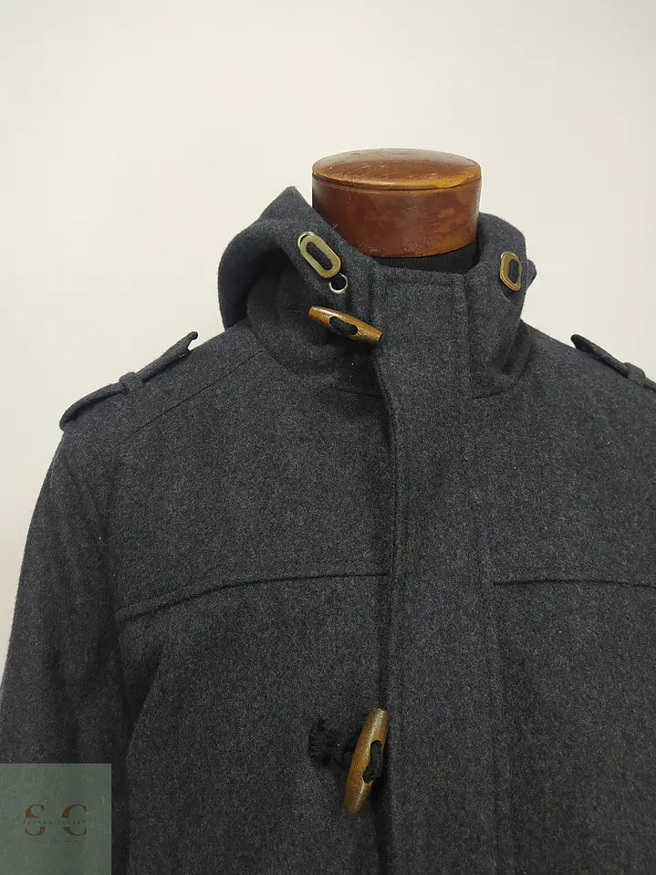 Chaqueta de Paño Gris Plomo con Capucha y Alamares Talla ML 6