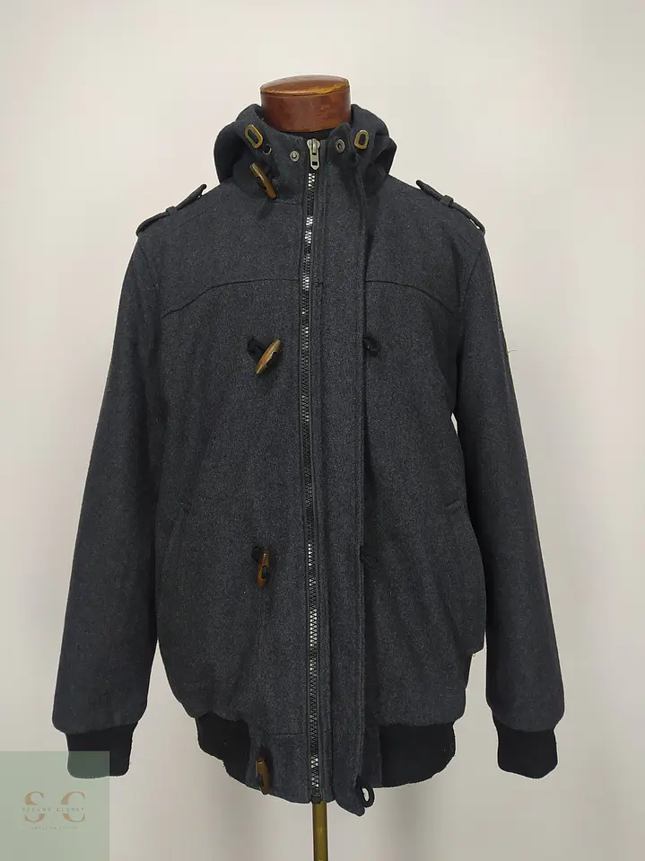 Chaqueta de Paño Gris Plomo con Capucha y Alamares Talla ML 7