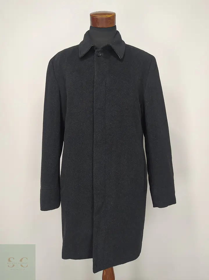Abrigo de Paño Gris Marengo con Botonadura Oculta Banana Republic Talla L 2
