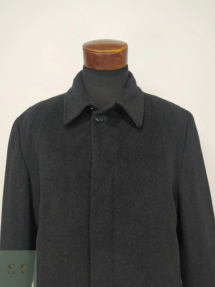 Abrigo de Paño Gris Marengo con Botonadura Oculta Banana Republic Talla L 3