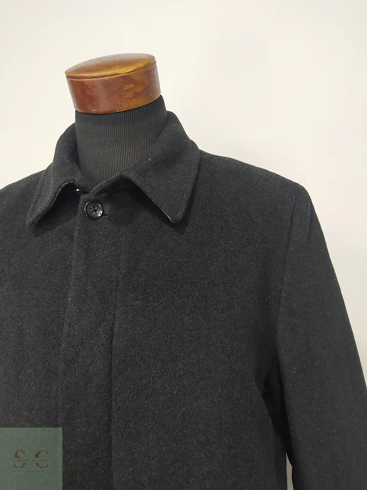 Abrigo de Paño Gris Marengo con Botonadura Oculta Banana Republic Talla L 4