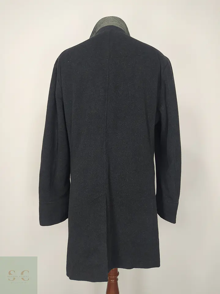 Abrigo de Paño Gris Marengo con Botonadura Oculta Banana Republic Talla L 8