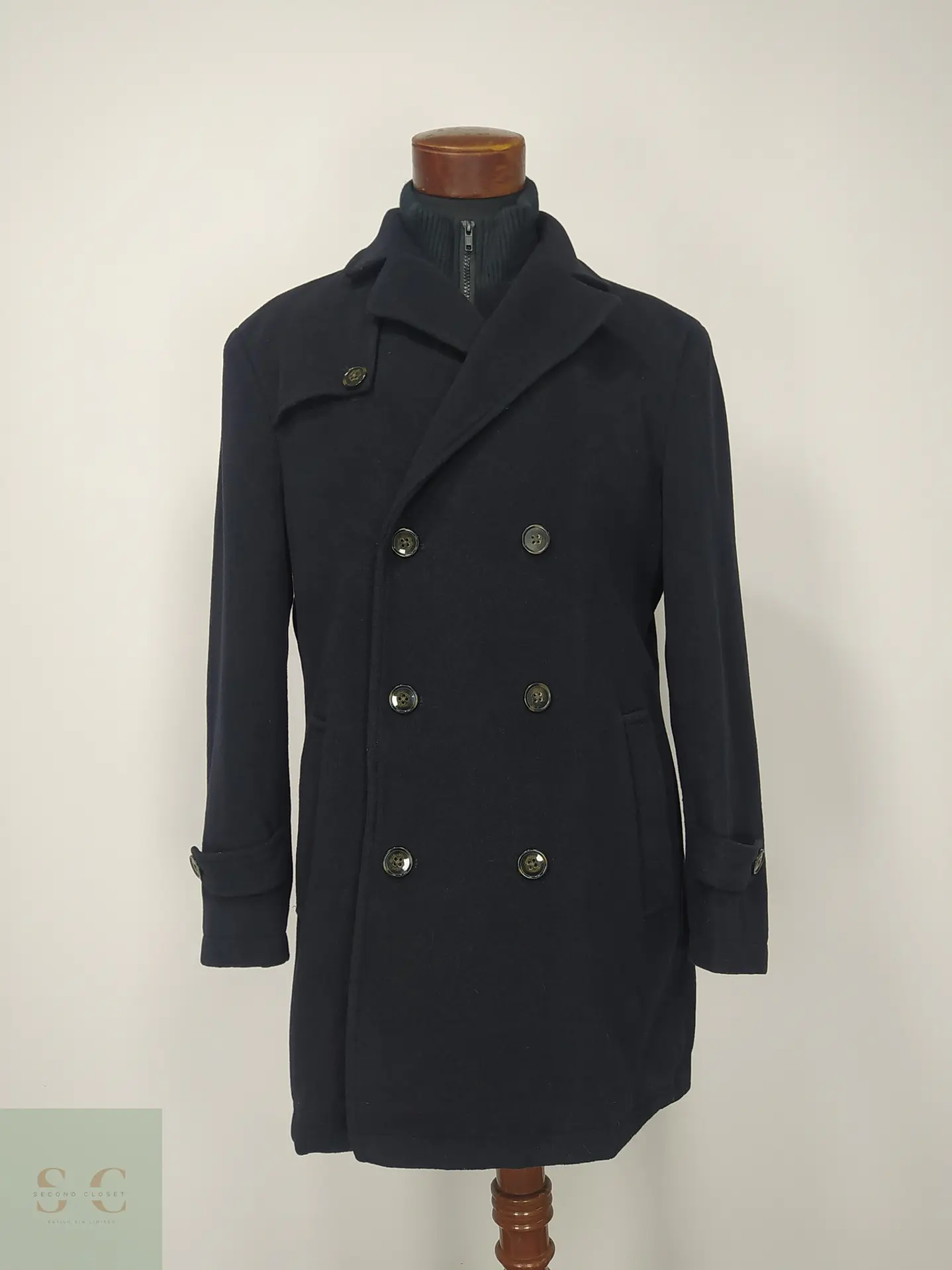 Abrigo Cruzado Militar de Paño Azul Marino Lauren Ralph Lauren Talla ML 2