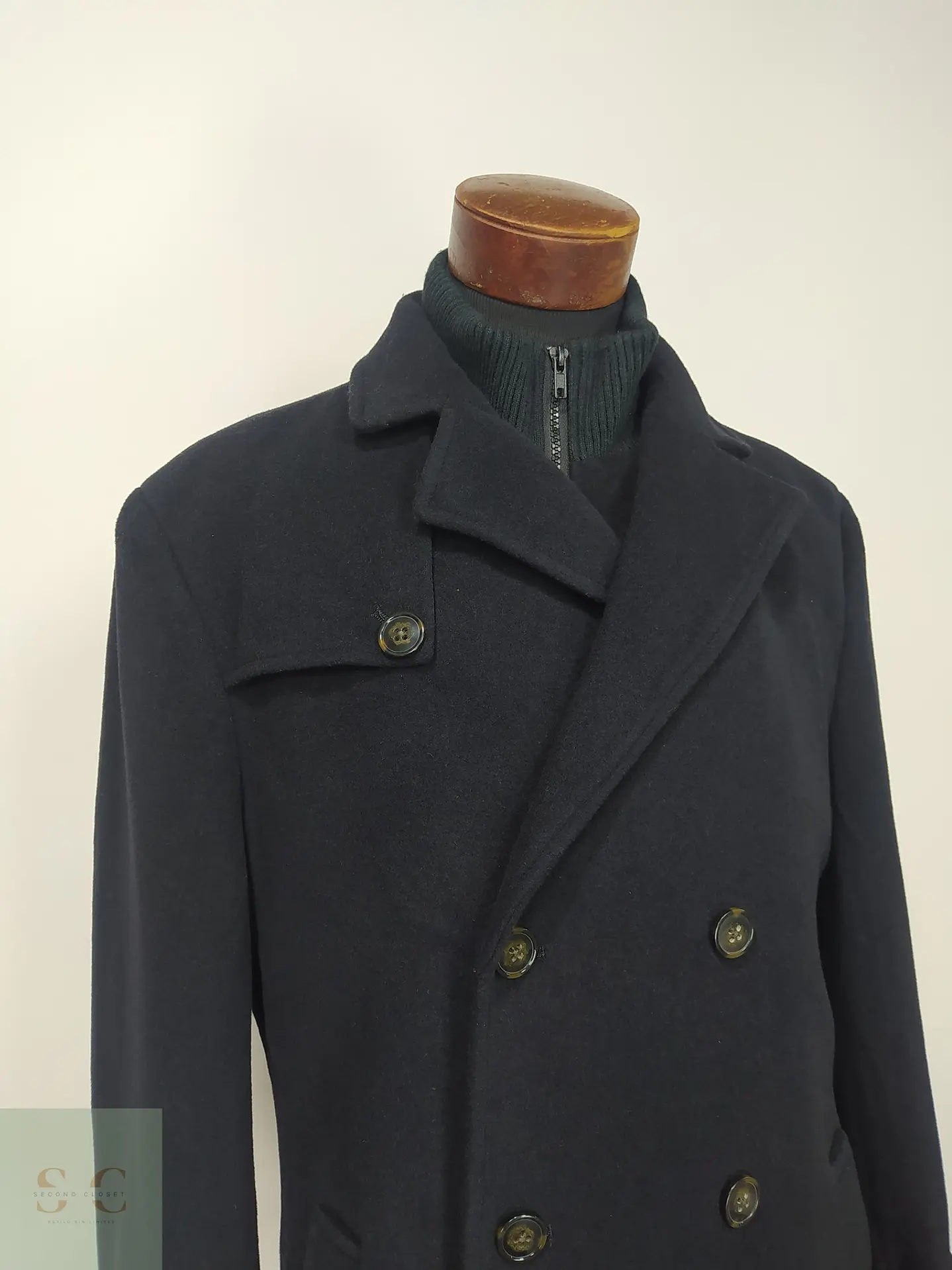 Abrigo Cruzado Militar de Paño Azul Marino Lauren Ralph Lauren Talla ML 4