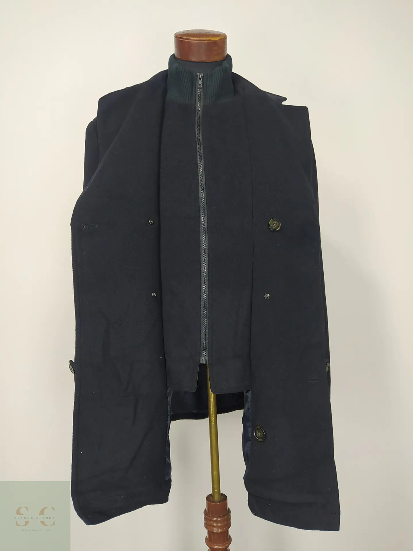 Abrigo Cruzado Militar de Paño Azul Marino Lauren Ralph Lauren Talla ML 5