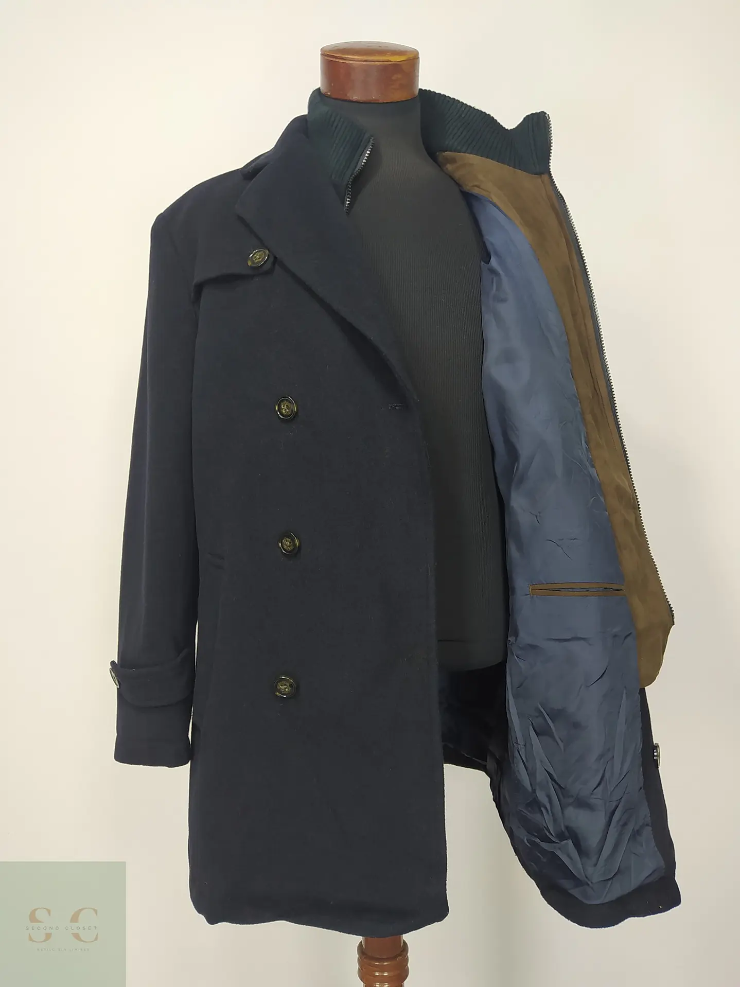 Abrigo Cruzado Militar de Paño Azul Marino Lauren Ralph Lauren Talla ML 6