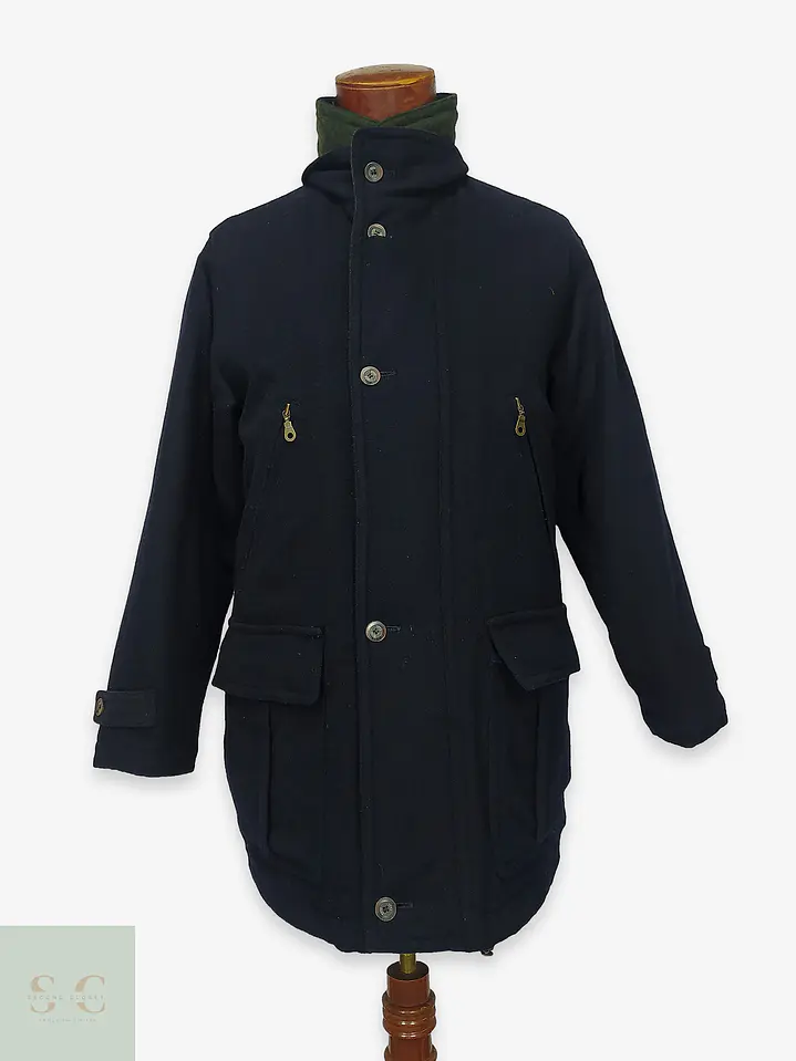Chaquetón Utility de Paño de Lana Azul Marino y Verde Talla ML 1