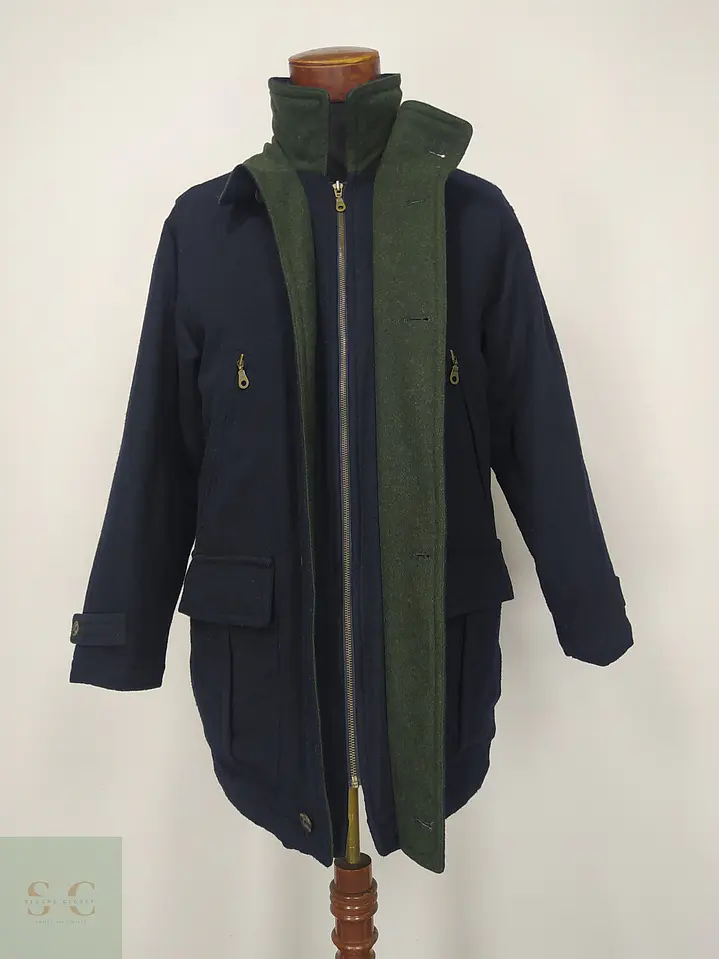 Chaquetón Utility de Paño de Lana Azul Marino y Verde Talla ML 5
