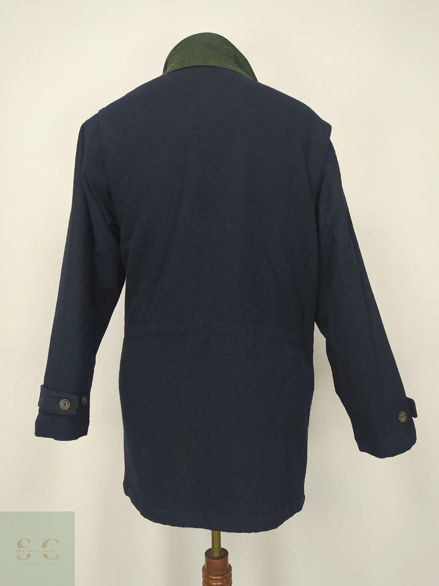 Chaquetón Utility de Paño de Lana Azul Marino y Verde Talla ML 9