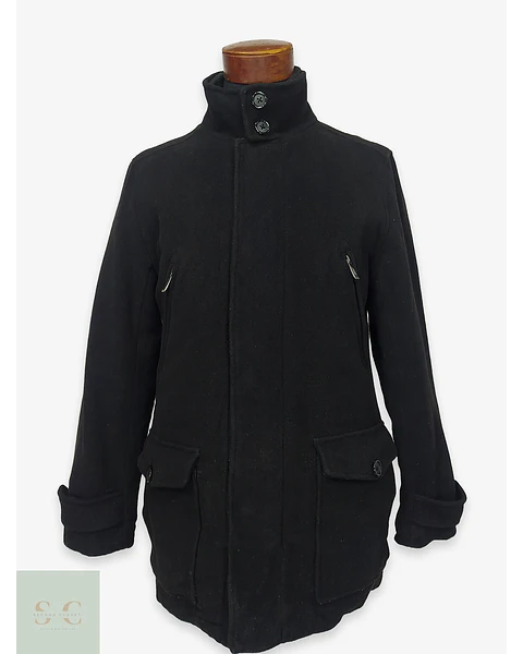 Chaquetón Urbano de Paño Negro con Cuello Chimenea Covington Talla S