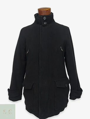 Chaquetón Urbano de Paño Negro con Cuello Chimenea Covington Talla S