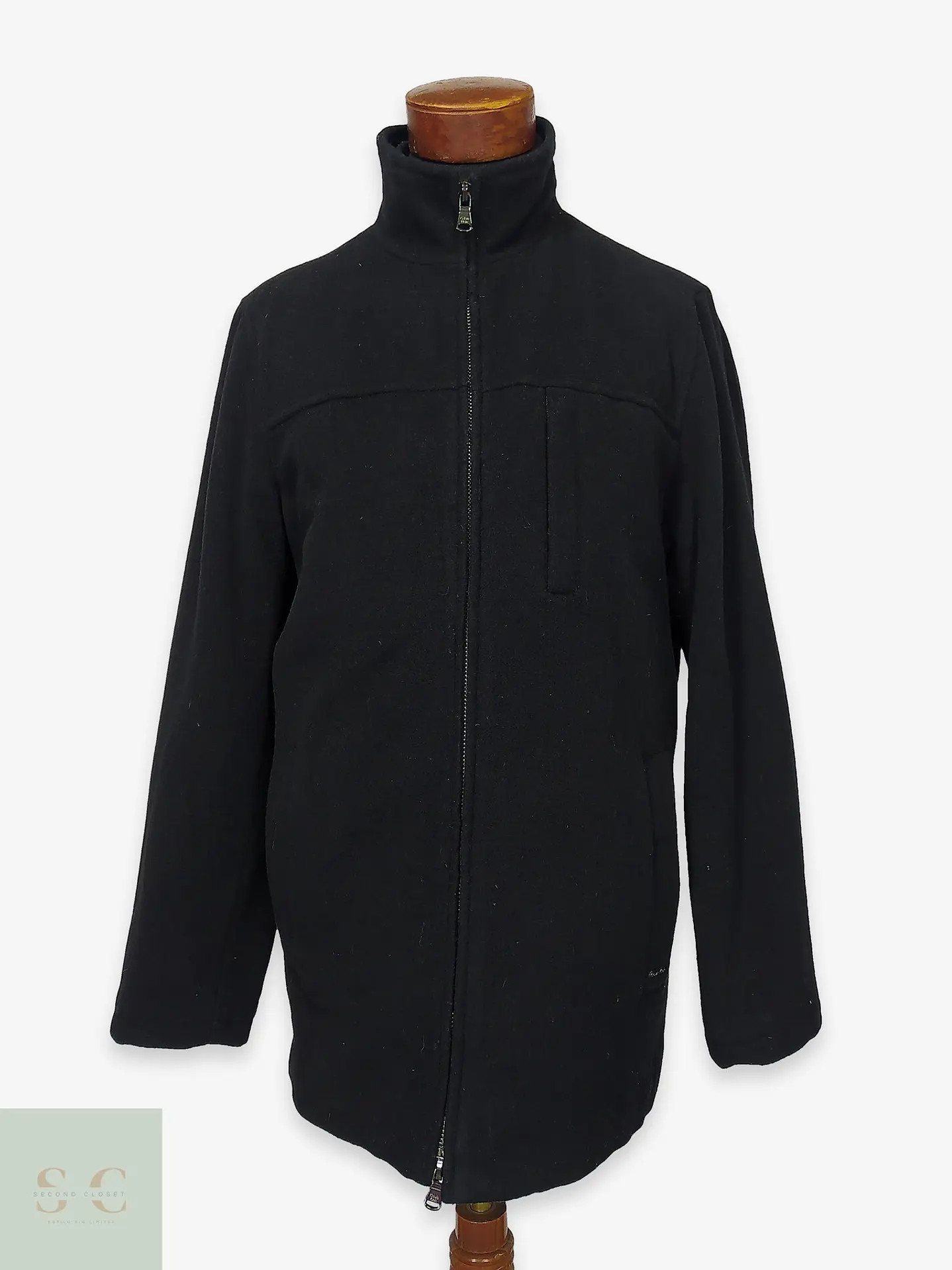 Chaquetón Minimalista de Paño con Cuello Alto Calvin Klein Talla S 1