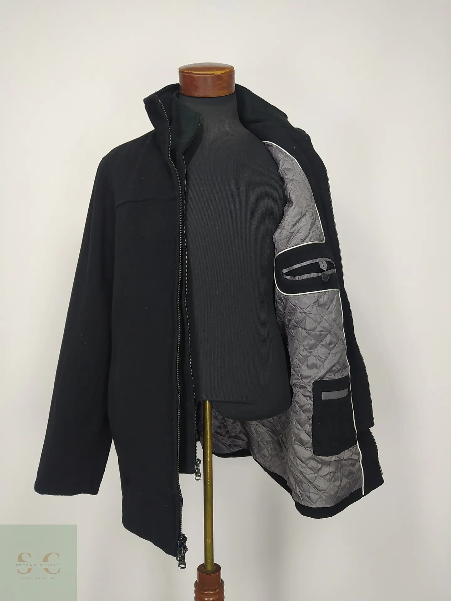 Chaquetón Minimalista de Paño con Cuello Alto Calvin Klein Talla S 6