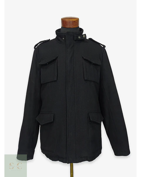 Chaquetón Estilo Militar M-65 en Paño Negro Shine High Class Talla SM