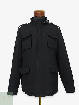 Chaquetón Estilo Militar M-65 en Paño Negro Shine High Class Talla SM