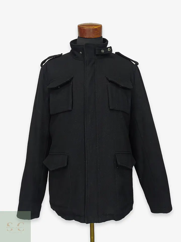 Chaquetón Estilo Militar M-65 en Paño Negro Shine High Class Talla SM 1