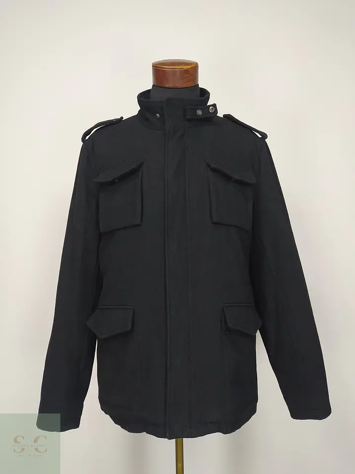 Chaquetón Estilo Militar M-65 en Paño Negro Shine High Class Talla SM 2