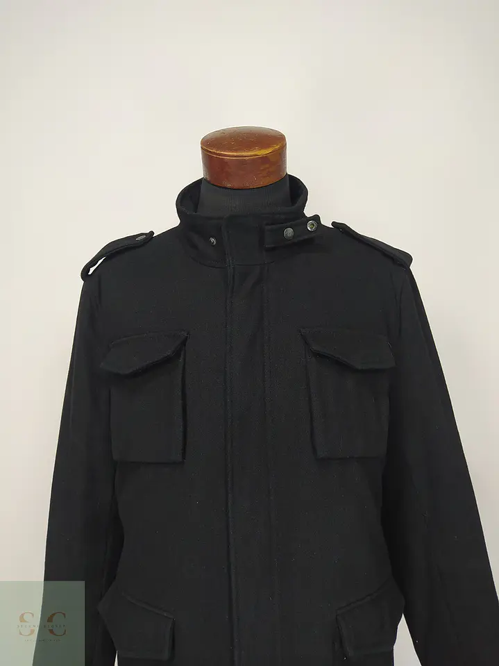 Chaquetón Estilo Militar M-65 en Paño Negro Shine High Class Talla SM 3
