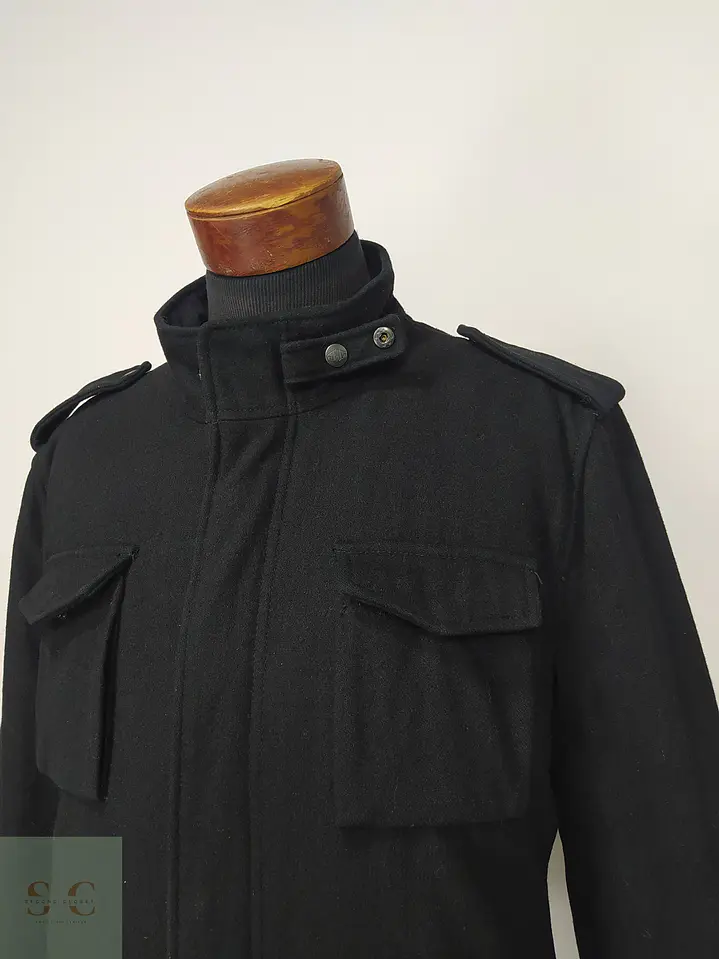 Chaquetón Estilo Militar M-65 en Paño Negro Shine High Class Talla SM 4
