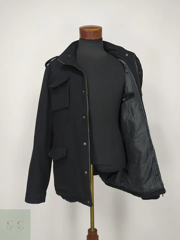Chaquetón Estilo Militar M-65 en Paño Negro Shine High Class Talla SM 6