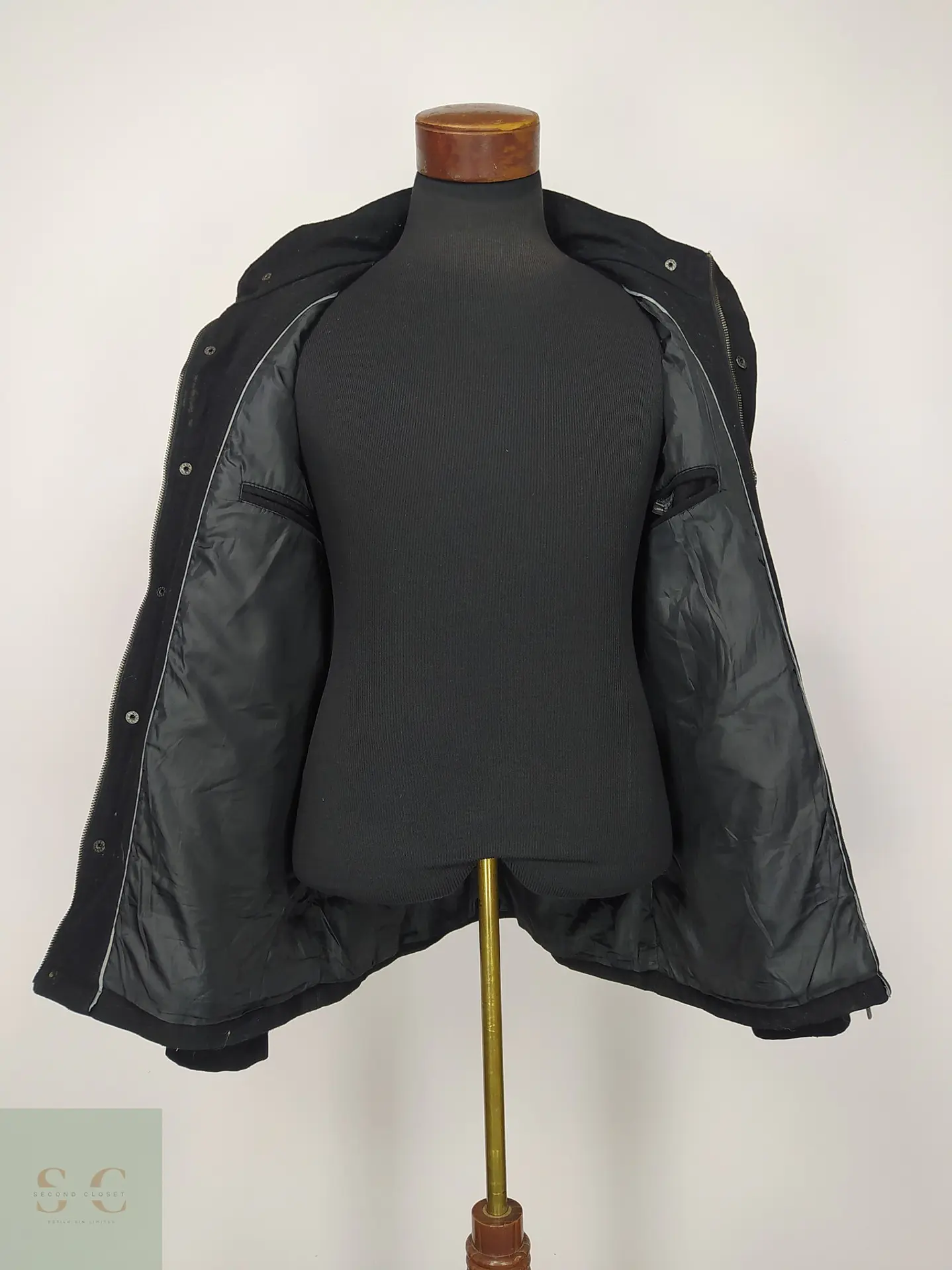 Chaquetón Estilo Militar M-65 en Paño Negro Shine High Class Talla SM 7