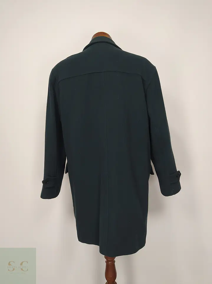 Abrigo Duffle Coat Verde Forestal en Paño de Lana Charles Valentino Talla L 9