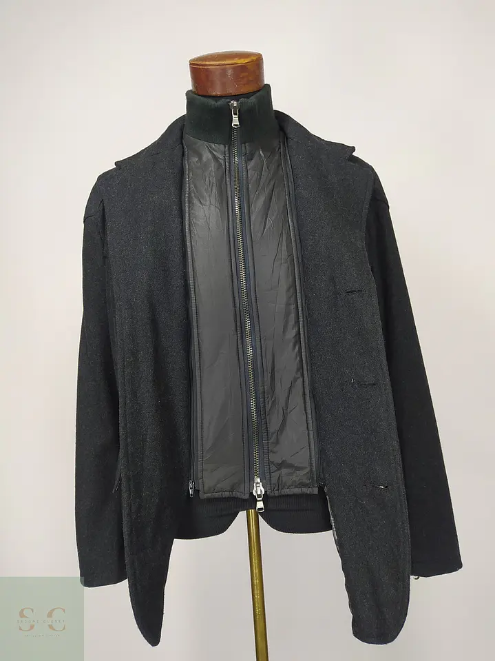 Chaquetón de Paño Marengo con Doble Cuello Urbano Papier Mais Talla SM 5