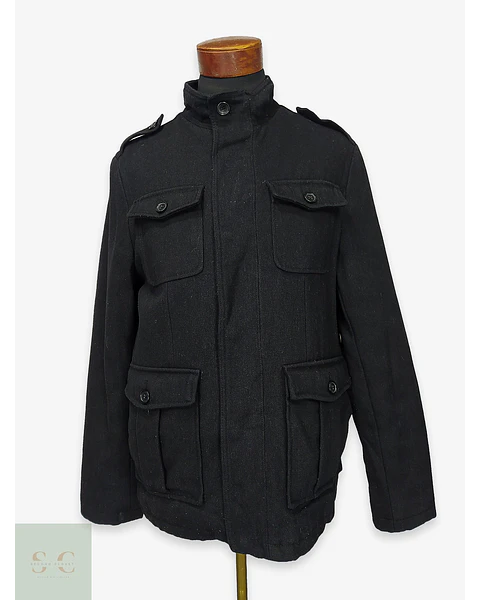 Chaquetón de Paño Negro Estilo Field Jacket Merona Talla S