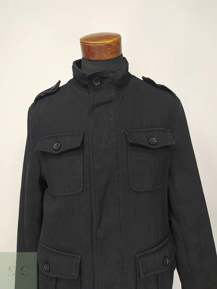 Chaquetón de Paño Negro Estilo Field Jacket Merona Talla S 3